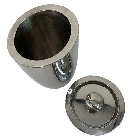 VTG Stainless Steel Ice Bucket Mid Century 8 Inches Tall Insulated Tilted 7577 - Picture 4 of 8